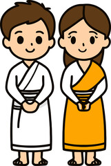 Fototapeta premium Burmese Longyi Traditional Couple Illustration
