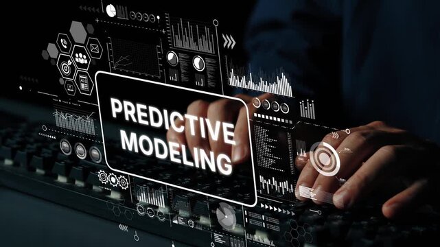 Data Analysis Concept with Computer Keyboard and Predictive Modeling Techniques for Business Insights and Growth Strategies. Asymptotic smart data analytic.