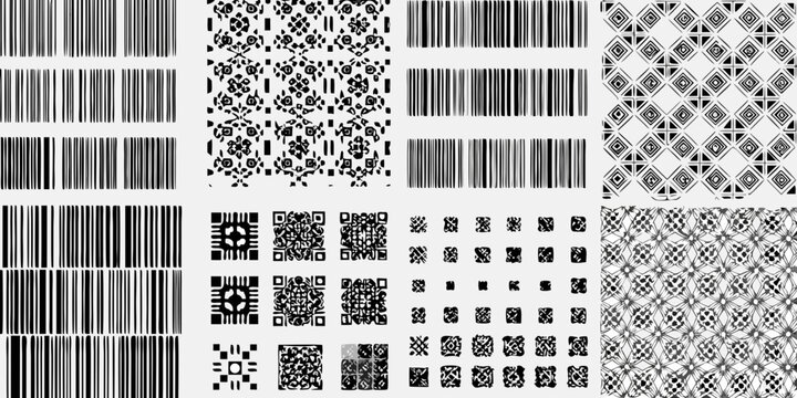 Variety Of Black And White Barcodes And Qr Codes Vector Illustration