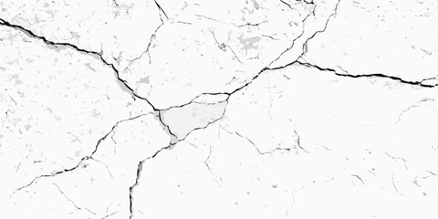 Fototapeta premium Cracked surface texture with black fissures on a white background