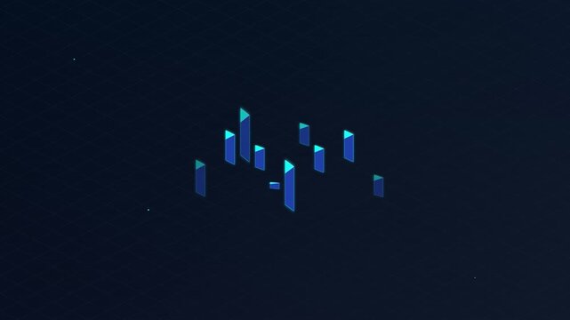Futuristic Isometric City Grid Motion Vector Graphic