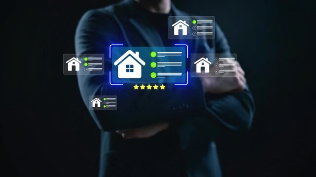 digital mortgage approval and home loan process. business selecting digital mortgage approval with home loan checklist and financial, online real estate financing technology and banking automation