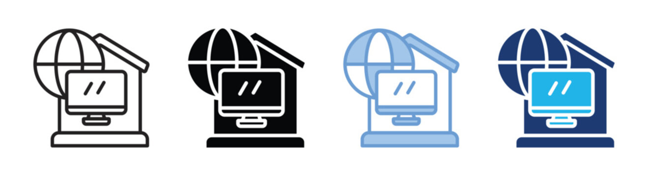 Remote work icon set multiple style collection
