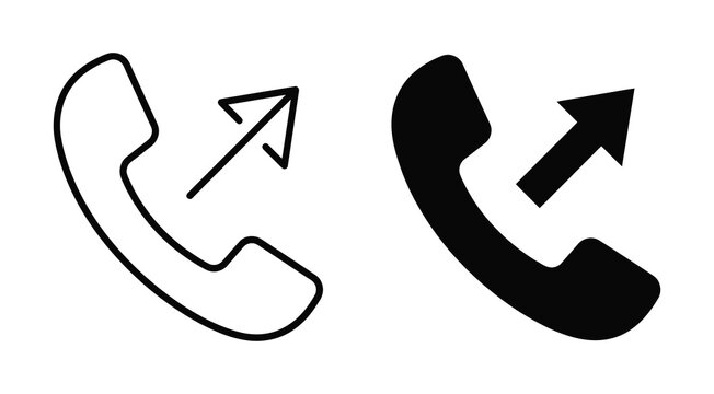 Outgoing call phone handset icon set in outline and solid style. Vector illustration