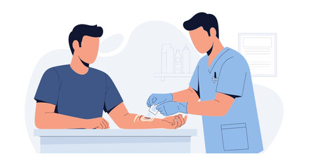 Fototapeta premium Medical Procedure: Doctor Taking Blood Sample from Patient's Arm