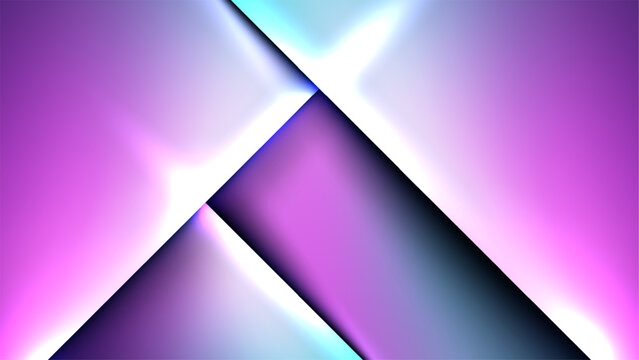 Futuristic abstract background with geometric overlapping layers neon purple and blue color gradient and glowing light effects, modern high tech digital art luxury wallpaper design