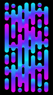 Futuristic abstract geometric background with vertical pattern neon blue and purple gradient rounded capsule shapes on black backdrop, modern tech wallpaper and digital design