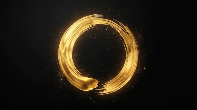 Golden Enso Circle Japanese Ink Animation Background