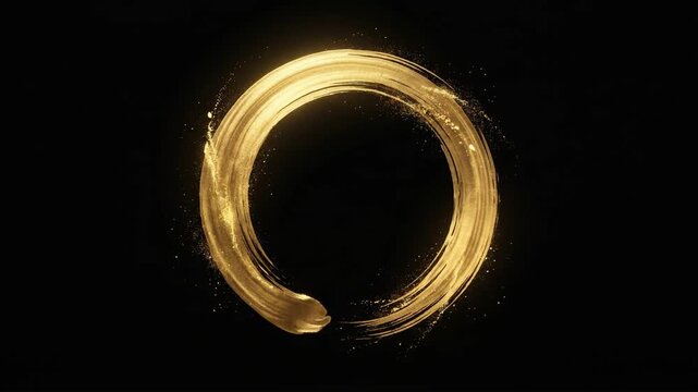 Golden Enso Circle Japanese Ink Animation Background