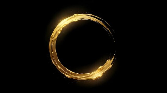 Golden Enso Circle Japanese Ink Animation Background