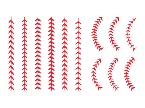 Red Baseball Stitching Set for Sports Design