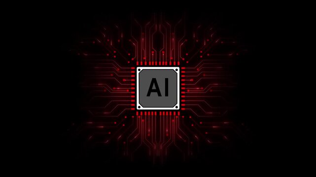 Ai chip digital technology on blue background. artificial intelligence computer.. computing processor board chip wallpaper Motion graphic 4k animation video.