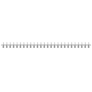 Metal spiral binder realistic vector, steel bound wire ring spring with round holes on paper sheet and straight stitches