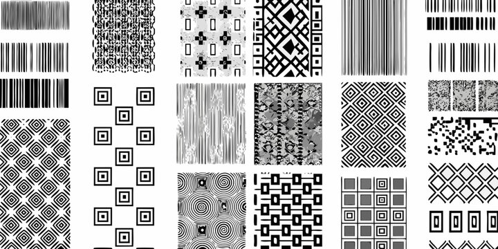 Variety Of Black And White Barcode And Geometric Pattern Set Vector Illustration barcodes code codes