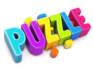Fototapeta premium Colorful puzzle pieces on white background