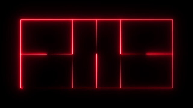 Pickleball court icon animation on black background. futuristic digital icon video of a high-tech pickleball court.4k animation video.