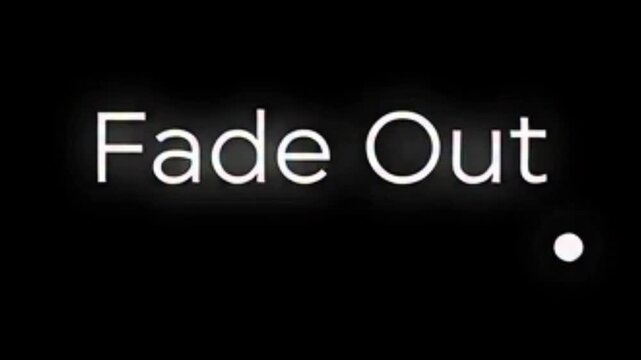 White 'Fade Out' text with a small dot on a plain black background, minimalist design.