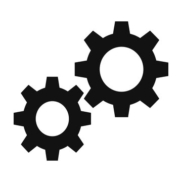 Black gear icons for industrial technology and machinery