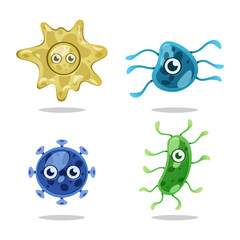 Fototapeta premium Cute microbes vector isolated on white background.