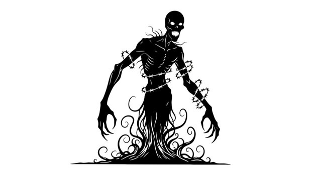 Creepy shadow monster figure horror illustration