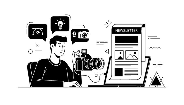 Photographer creating professional newsletter graphic design