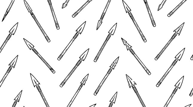 Repeating pattern of medieval arrowheads in black and white.