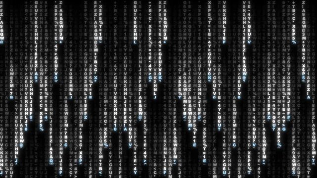 Pure energy core code digital rain falling in white glowing cyber background