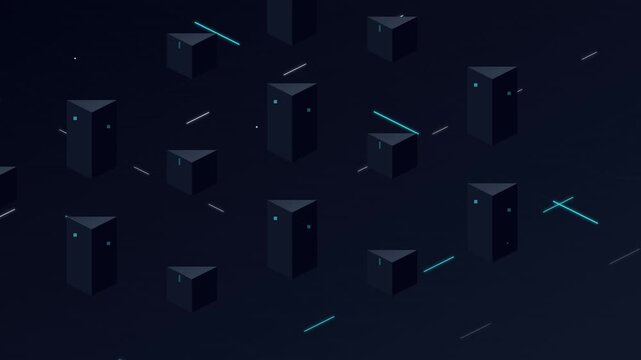 Dynamic Isometric City Tech Data Stream Vector