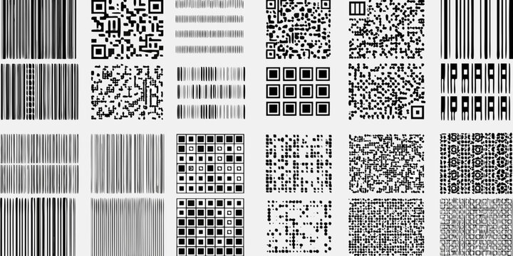 Collection Of Black And White Barcodes And Qr Codes Vector Illustration barcode code data matrix