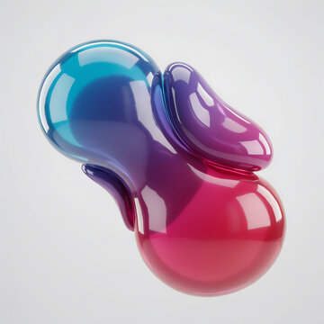 Abstract organic form a 3d render with a gradient of blue purple and red hues shape blob
