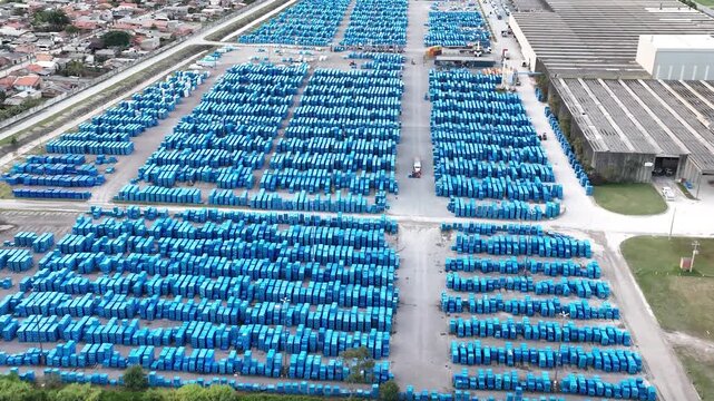 Industrial Data center in Santa Catarina, Brazil. Aerial view. Production of porcelain tiles and large format porcelain slabs.
