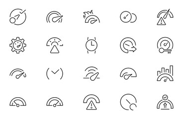 Fototapeta premium Velocity Line Icon Set for Speed, Motion, Physics, Transportation and Fast Movement Concept Outline Vector Collection
