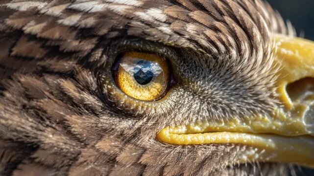 Close up of eagle eye looking.