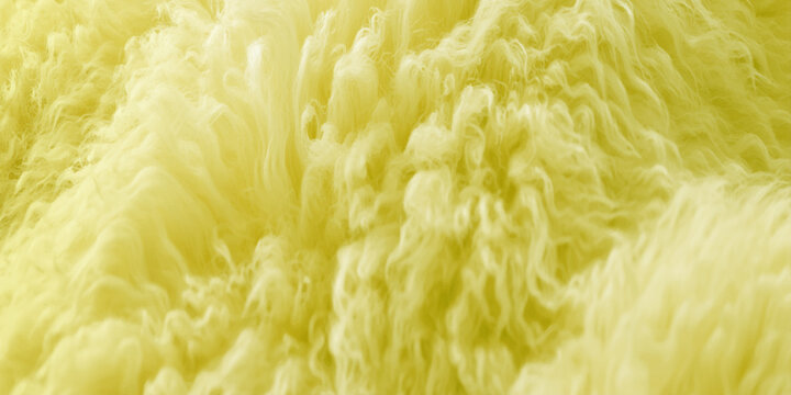 Soft yellow fluffy fur texture background closeup, Abstract animal hair or wool vector illustration