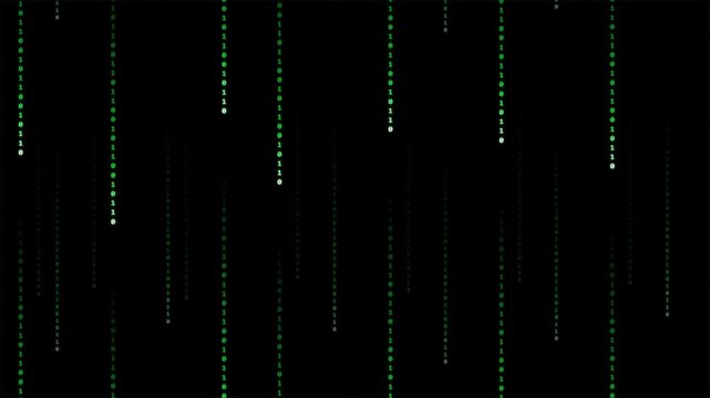 Digital Binary Code Matrix Style Falling Data Background