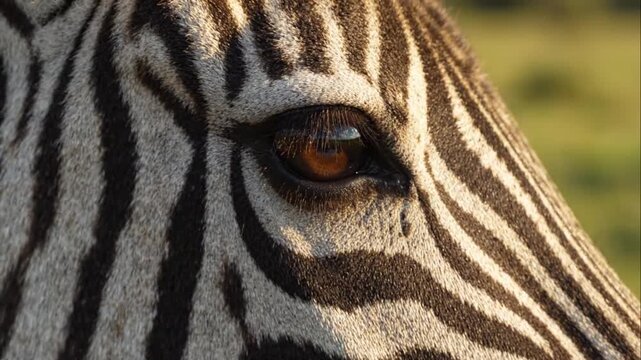 Close up of zebra eye looking.