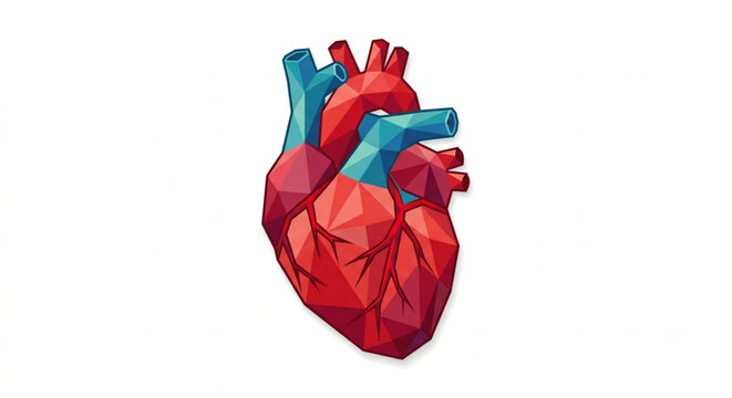 Low Poly Human Heart Vector Illustration Isolated on White Background