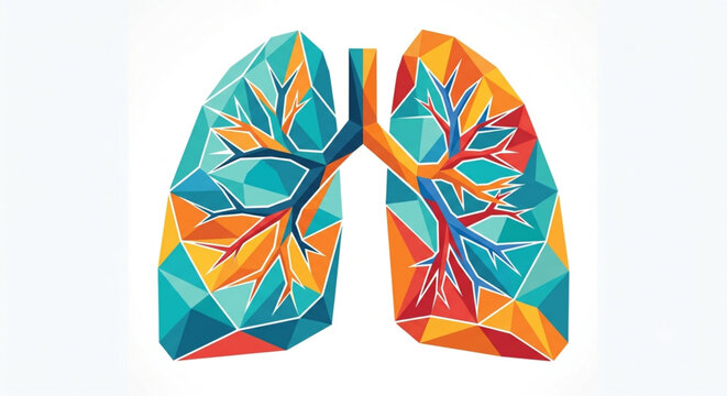 Geometric Low Poly Lungs Anatomy Conceptual Vector Art