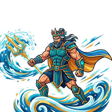 Poseidon illustration vector