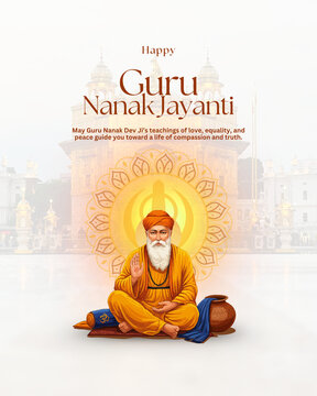 White and Yellow Elegant Guru Nanak Jayanti