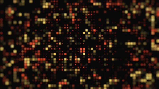 Futuristic Yellow Orange Pixel Matrix Tech Background