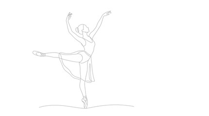 Fototapeta premium Minimalist Line Art Illustration of a Ballerina in a Graceful Pose