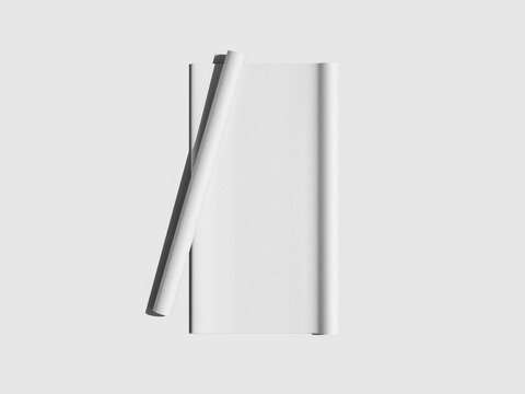 Top View Blank Roll Wrapping Paper Mockup 3D Render on a Grey background