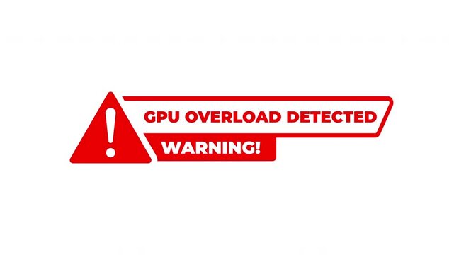 Gpu Overload Detected Warning Symbol Animation With Red Hazard Icon For System Alert Of Danger On White