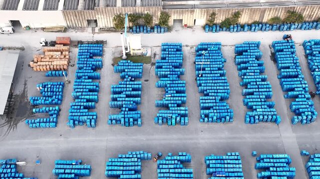 Industrial Data center in Santa Catarina, Brazil. Aerial view. Production of porcelain tiles and large format porcelain slabs.