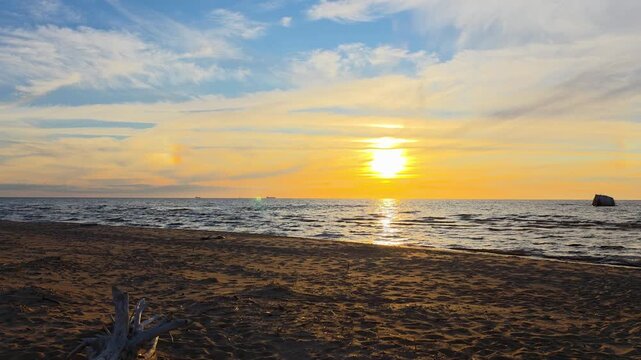 Sandy Beach Sunset With Sundog