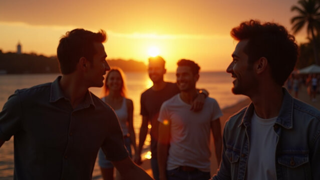 Creative design style concept iteration nature Group of friends going out in the evening ar
