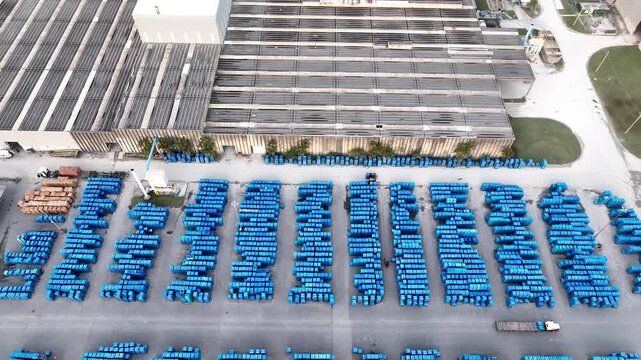 Industrial Data center in Santa Catarina, Brazil. Aerial view. Production of porcelain tiles and large format porcelain slabs.