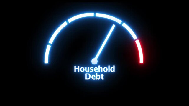 Household debt growth level meter. Mortgage loan debt for buying home or real estate property, money risk management in financial, foreclosure.4k motion video