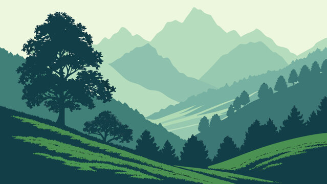 Theth Valley Alpine Gradient Illustration